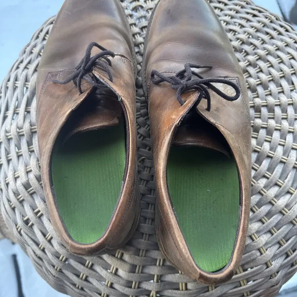 ECCO Shoes Mens 46 12 Brown Shock Point Oxford Leather W/ Superfeet Inserts
